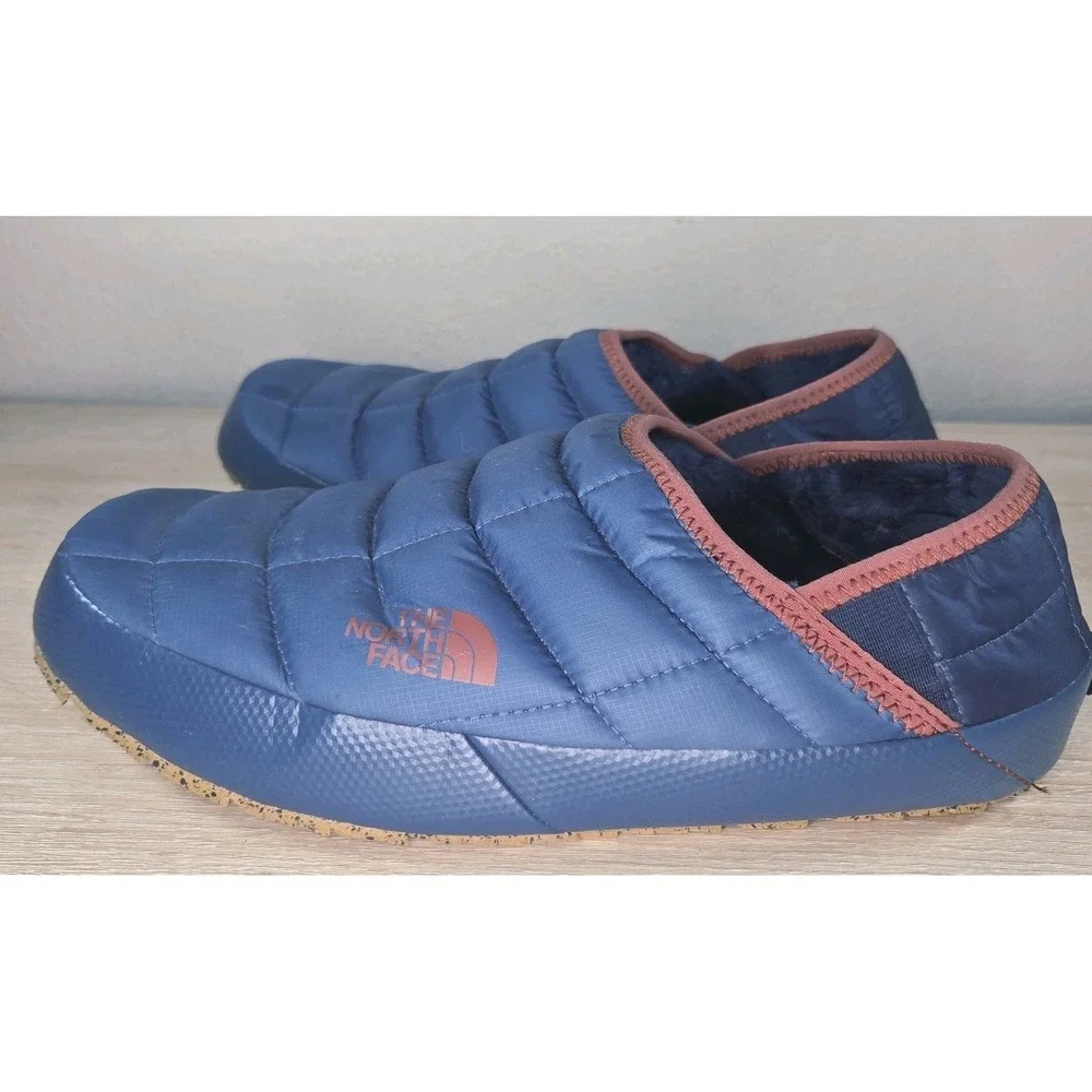 The North Face Thermoball Traction Mule Slippers Blue Insulated Camp Shoes Mens